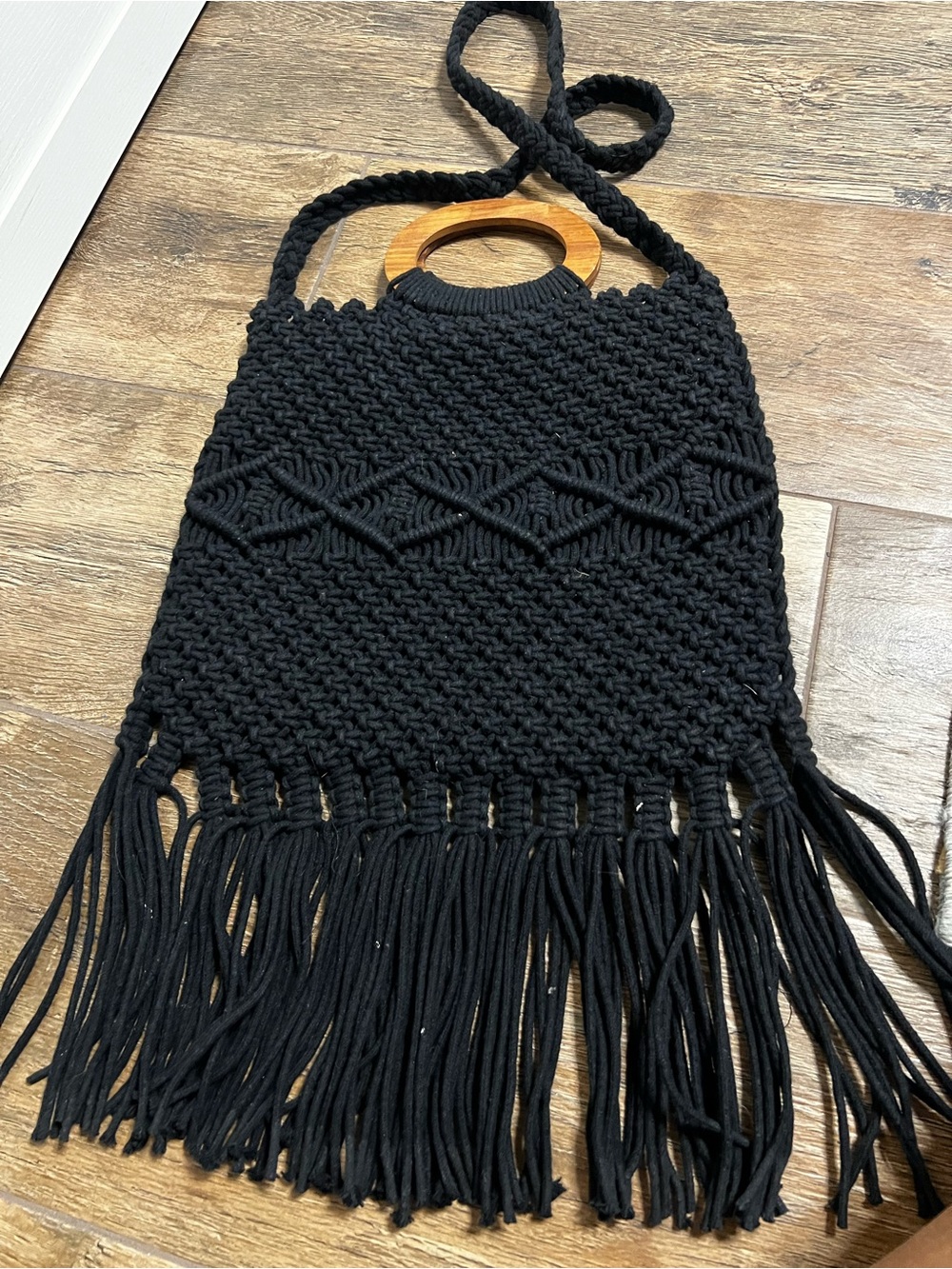 ✨ Danielle Nicole Black Macrame Fringe Handbag Bag — Rachel Zoe Box of Style